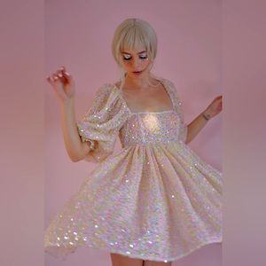 Selkie Rainbow Sequin Puff Dress 🌈